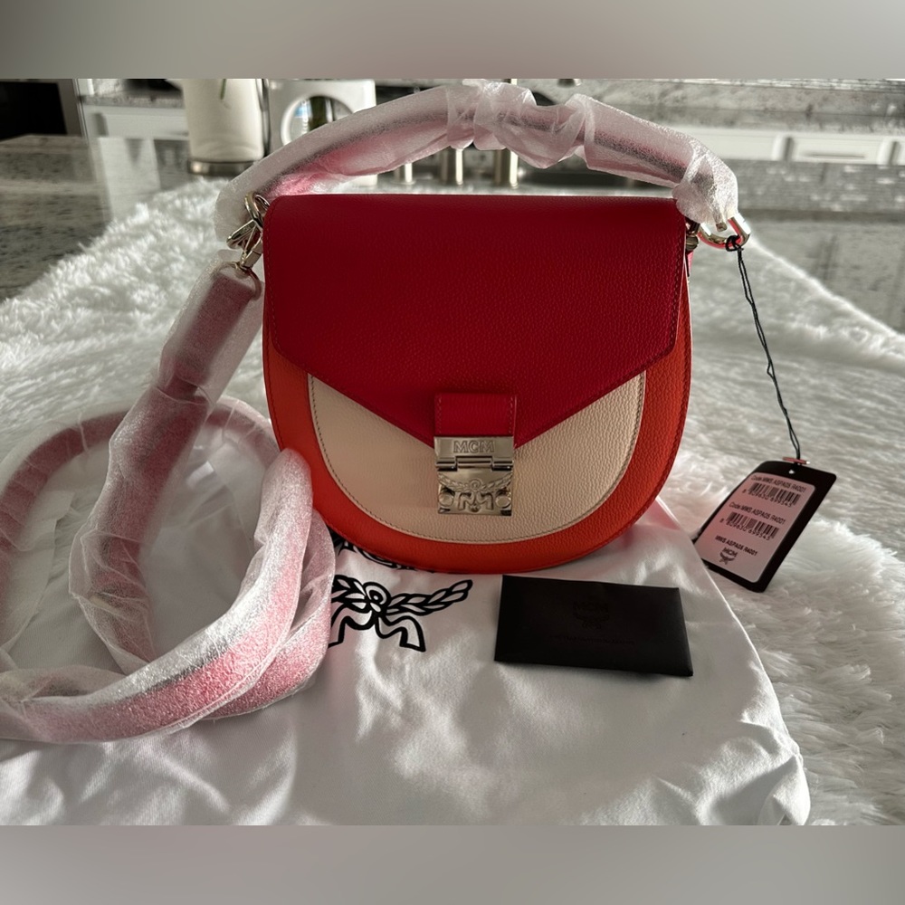 Authentic MCM Leather Patricia Colorblock‎ Small Crossbody Bag Handbag NEW